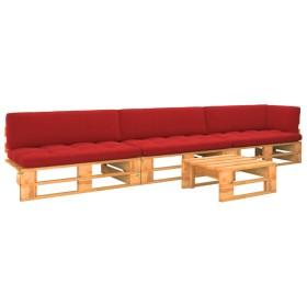 4-piece pallet furniture and honey-impregnated pine wood cushions by , Garden sets - Ref: Foro24-3066739, Price: 354,99 €, Di...