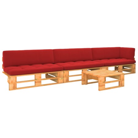 4-piece pallet furniture and honey-impregnated pine wood cushions by , Garden sets - Ref: Foro24-3066739, Price: 354,36 €, Di...