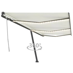 Manual retractable awning with cream LED light 600x300 cm by , Awnings - Ref: Foro24-3069802, Price: 715,19 €, Discount: %