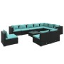 Set de muebles de jardín 11 pzs y cojines ratán sintético negro de , Conjuntos de jardín - Ref: Foro24-3102601, Precio: 1,00 ...