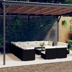 Garden furniture set 14 pieces black synthetic rattan cushions by , Garden sets - Ref: Foro24-3102863, Price: 1,00 €, Discoun...