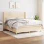 Cama box spring con colchón tela color crema 160x200 cm de , Camas y somieres - Ref: Foro24-3132166, Precio: 593,86 €, Descue...