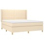 Box spring bed with cream fabric mattress 160x200 cm by , Beds and slatted bases - Ref: Foro24-3132166, Price: 604,18 €, Disc...