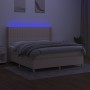 Box spring bed mattress and LED lights cream fabric 160x200 cm by , Beds and slatted bases - Ref: Foro24-3139050, Price: 607,...