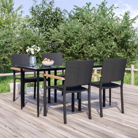 5-teiliges Garten-Ess-Set aus schwarzem synthetischem Rattan von , Gartensets - Ref: Foro24-3156684, Preis: 346,16 €, Rabatt: %