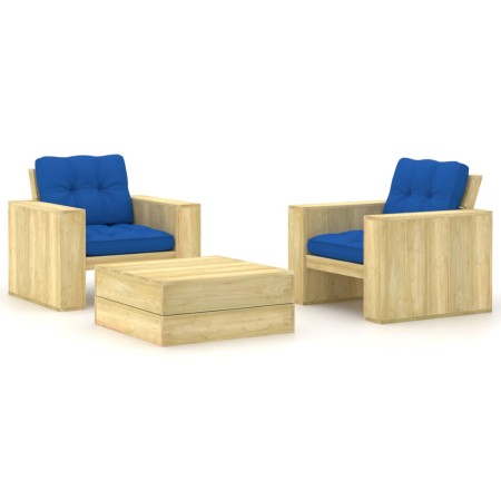 Garden furniture and cushions set 3 pieces impregnated pine wood by , Garden sets - Ref: Foro24-3065814, Price: 402,53 €, Dis...