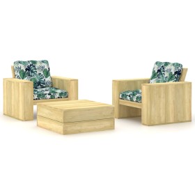 Garden furniture and cushions set 3 pieces impregnated pine wood by , Garden sets - Ref: Foro24-3065816, Price: 404,99 €, Dis...