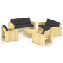 Set muebles de jardín y cojines 5 pzas madera pino impregnada de , Conjuntos de jardín - Ref: Foro24-3065786, Precio: 929,63 ...