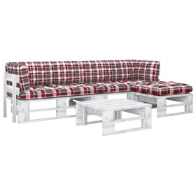 4-piece pallet furniture and white impregnated pine wood cushions by , Garden sets - Ref: Foro24-3066793, Price: 300,99 €, Di...