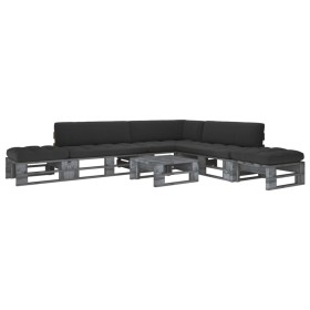 6-piece pallet furniture and gray impregnated pine wood cushions by , Garden sets - Ref: Foro24-3066848, Price: 494,76 €, Dis...