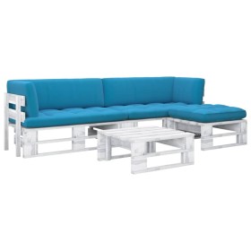 4-piece pallet furniture and white impregnated pine wood cushions by , Garden sets - Ref: Foro24-3066785, Price: 300,73 €, Di...