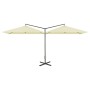 Double parasol with sand-colored steel pole 600x300 cm by , Umbrellas - Ref: Foro24-312555, Price: 152,11 €, Discount: %