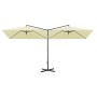 Double parasol with sand-colored steel pole 600x300 cm by , Umbrellas - Ref: Foro24-312555, Price: 152,11 €, Discount: %