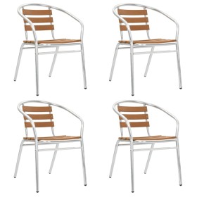 Stackable garden chairs 4 units aluminum and silver WPC by , Garden chairs - Ref: Foro24-48710, Price: 246,82 €, Discount: %