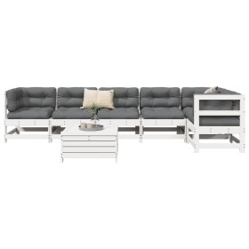 Gartensofa-Set 7-teilig aus massivem weißem Kiefernholz von , Gartensets - Ref: Foro24-3250865, Preis: 495,99 €, Rabatt: %