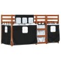 Litera con cortinas madera maciza pino blanco y negro 90x200 cm de , Camas y somieres - Ref: Foro24-3283946, Precio: 176,53 €...