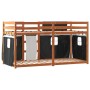 Litera con cortinas madera maciza pino blanco y negro 90x200 cm de , Camas y somieres - Ref: Foro24-3283946, Precio: 176,53 €...