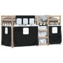 Litera con cortinas madera maciza pino blanco y negro 75x190 cm de , Camas y somieres - Ref: Foro24-3283910, Precio: 164,27 €...