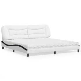 Cama con colchón cuero sintético blanco y negro 200x200 cm de , Camas y somieres - Ref: Foro24-3208751, Precio: 516,99 €, Des...