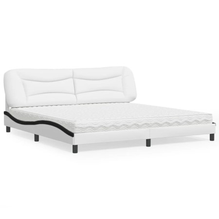 Cama con colchón cuero sintético blanco y negro 200x200 cm de , Camas y somieres - Ref: Foro24-3208751, Precio: 522,09 €, Des...