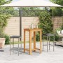 Gartentisch und Hocker 3 Stück Akazienholz PE Rattan grau von , Gartensets - Ref: Foro24-3295268, Preis: 184,65 €, Rabatt: %