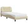 Bed with cream fabric mattress 80x200 cm by , Beds and slatted bases - Ref: Foro24-3208497, Price: 291,90 €, Discount: %