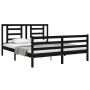 Double bed frame with black solid wood headboard by vidaXL, Beds and slatted bases - Ref: Foro24-3194710, Price: 161,05 €, Di...