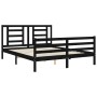 Double bed frame with black solid wood headboard by vidaXL, Beds and slatted bases - Ref: Foro24-3194710, Price: 161,05 €, Di...