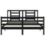 Double bed frame with black solid wood headboard by vidaXL, Beds and slatted bases - Ref: Foro24-3194710, Price: 161,05 €, Di...