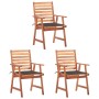 Garden dining chairs 3 units solid acacia wood and cushions by , Garden chairs - Ref: Foro24-3064355, Price: 224,27 €, Discou...