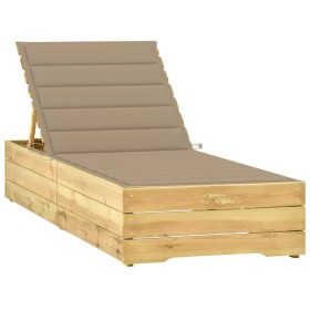 Lounger with beige impregnated pine wood cushion by , Loungers - Ref: Foro24-3065912, Price: 154,09 €, Discount: %