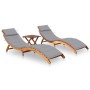 Sun loungers 2 units with table and cushions in solid acacia wood by , Loungers - Ref: Foro24-3077377, Price: 352,67 €, Disco...