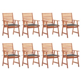 Garden dining chairs and cushions 8 units solid acacia wood by , Garden chairs - Ref: Foro24-3078374, Price: 515,80 €, Discou...