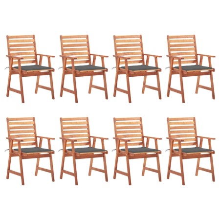 Garden dining chairs and cushions 8 units solid acacia wood by , Garden chairs - Ref: Foro24-3078374, Price: 542,93 €, Discou...