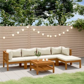 Garden furniture 6 pcs cream cushions solid acacia wood by , Garden sets - Ref: Foro24-3086929, Price: 707,81 €, Discount: %