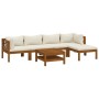 Garden furniture 6 pcs cream cushions solid acacia wood by , Garden sets - Ref: Foro24-3086929, Price: 707,81 €, Discount: %