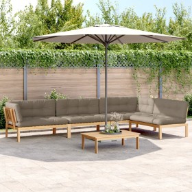 Set of garden pallet sofas and cushions 5 pieces acacia wood by , Outdoor sofas - Ref: Foro24-3209389, Price: 904,17 €, Disco...