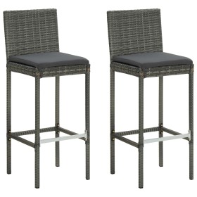 Kitchen stools with 2 gray synthetic rattan cushions by , Garden chairs - Ref: Foro24-316669, Price: 223,99 €, Discount: %