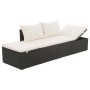 Garden lounger with black synthetic rattan cushions and pillows by , Loungers - Ref: Foro24-317108, Price: 194,04 €, Discount: %