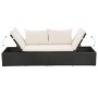 Garden lounger with black synthetic rattan cushions and pillows by , Loungers - Ref: Foro24-317108, Price: 194,04 €, Discount: %