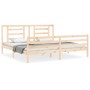 Double bed frame with solid wood headboard by vidaXL, Beds and slatted bases - Ref: Foro24-3194716, Price: 141,99 €, Discount: %