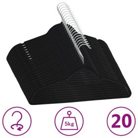 Set of 20 non-slip black velvet clothes hangers by vidaXL, Hangers - Ref: Foro24-289920, Price: 17,99 €, Discount: %