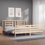 Double bed frame with solid wood headboard by vidaXL, Beds and slatted bases - Ref: Foro24-3194716, Price: 141,99 €, Discount: %