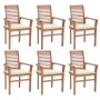 Dining chairs 6 pcs solid teak wood with cream cushions by , Garden chairs - Ref: Foro24-3072948, Price: 574,99 €, Discount: %