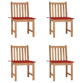 Garden chairs 4 units solid teak wood with cushions by , Garden chairs - Ref: Foro24-3073094, Price: 423,42 €, Discount: %