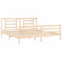 Double bed frame with solid wood headboard by vidaXL, Beds and slatted bases - Ref: Foro24-3194716, Price: 141,99 €, Discount: %