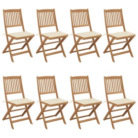 Folding garden chairs 8 pcs solid acacia wood and cushions by , Garden chairs - Ref: Foro24-3075023, Price: 413,99 €, Discoun...