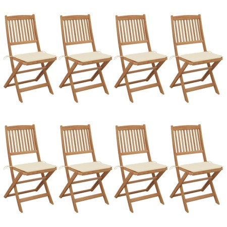 Folding garden chairs 8 pcs solid acacia wood and cushions by , Garden chairs - Ref: Foro24-3075023, Price: 418,83 €, Discoun...