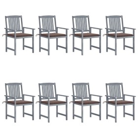 Garden chairs with cushions 8 pcs solid gray acacia wood by , Garden chairs - Ref: Foro24-3078230, Price: 542,21 €, Discount: %