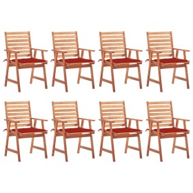 Garden dining chairs and cushions 8 units solid acacia wood by , Garden chairs - Ref: Foro24-3078380, Price: 553,79 €, Discou...